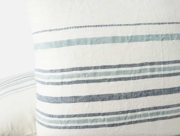 Mojave Organic Linen Decorative Pillow Cover - Coyuchi | Soft White/Gulf Stripe