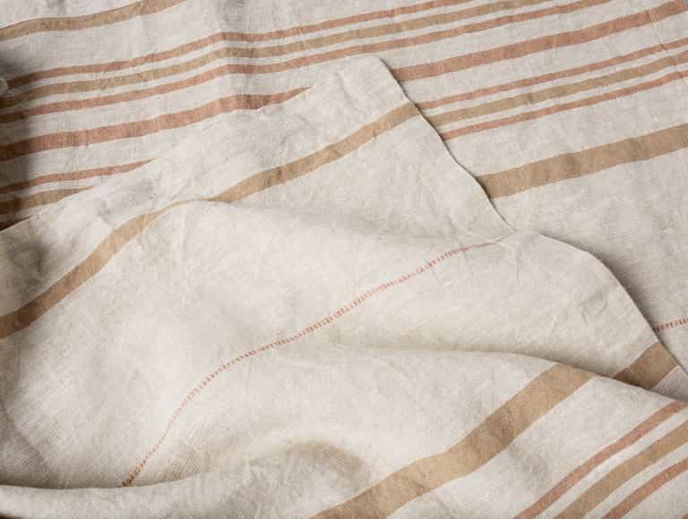 Mojave Organic Linen Throw - Coyuchi | Khaki/Praline Stripe