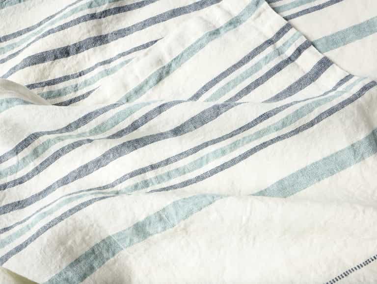 Mojave Organic Linen Throw - Coyuchi | Soft White/Gulf Stripe
