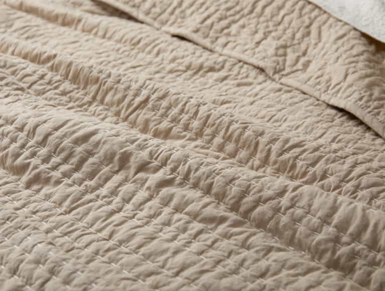 Channel Handstitched Organic Quilt | Hazel Chambray