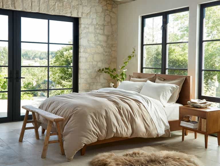 Cloud Brushed™ Organic Flannel Duvet Cover | Camel Heather