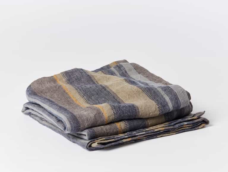 Mojave Organic Linen Throw | Indigo