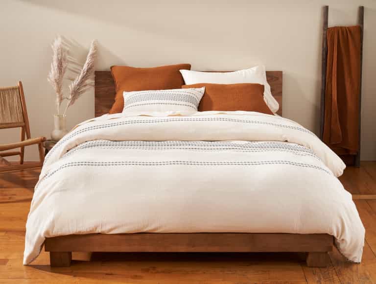 Rippled Stripe Organic Duvet Cover | Ivory w/Black