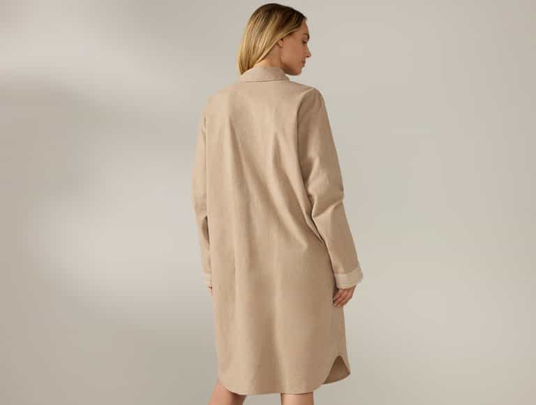 Women's Cloud Brushed Organic Flannel Nightshirt | Camel Heather