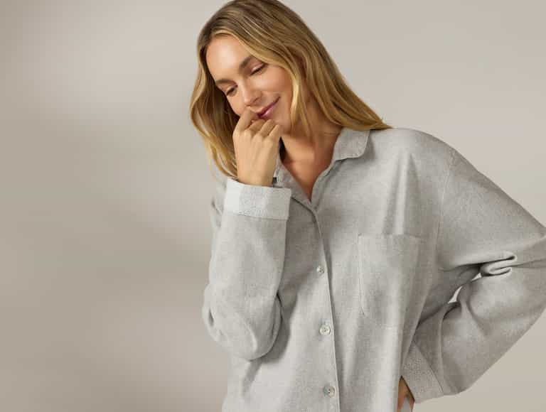 Women's Cloud Brushed Organic Flannel Nightshirt | Gray Heather