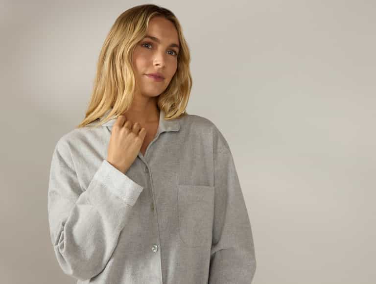 Women's Cloud Brushed Organic Flannel Nightshirt | Gray Heather
