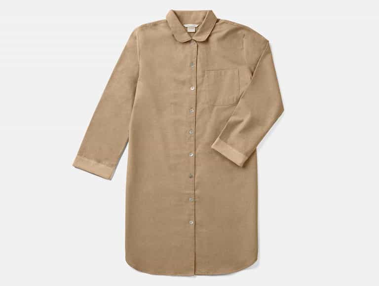 Women's Cloud Brushed Organic Flannel Nightshirt | Camel Heather