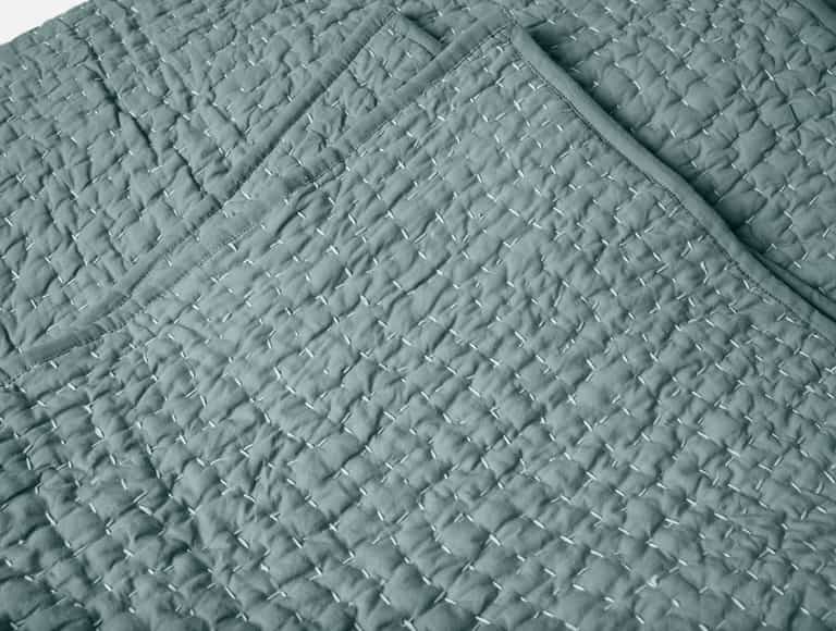 Pebbled Handstitched Organic Quilt - Coyuchi | Lagoon