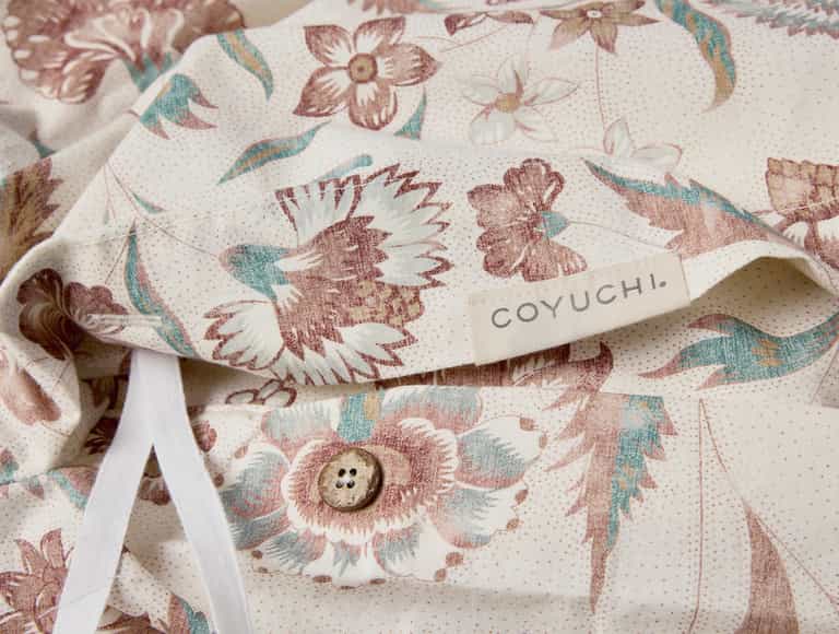 Viola Organic Print Duvet Cover - Coyuchi | Undyed w/Garnet