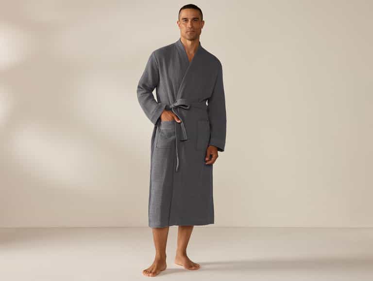 Unisex Organic Waffle Robe - Shadow / Xsmall/small