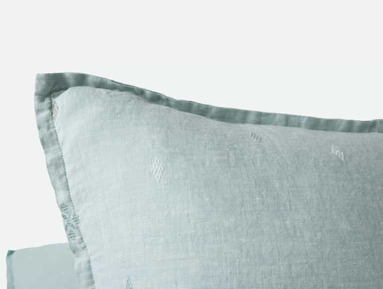 Cambria Embroidered Organic Linen Decorative Throw Pillow Cover