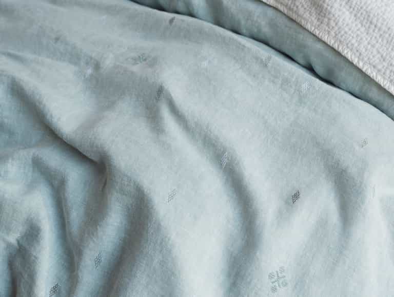 Cambria Embroidered Organic Linen Duvet Cover