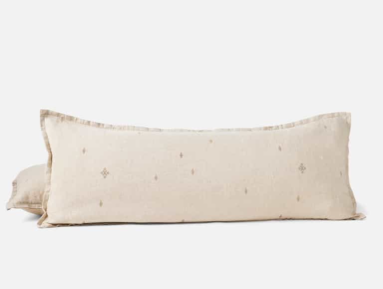 Cambria Embroidered Organic Linen Decorative Throw Pillow Cover
