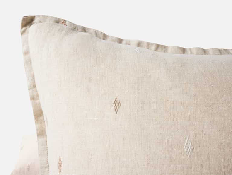 Cambria Embroidered Organic Linen Decorative Throw Pillow Cover