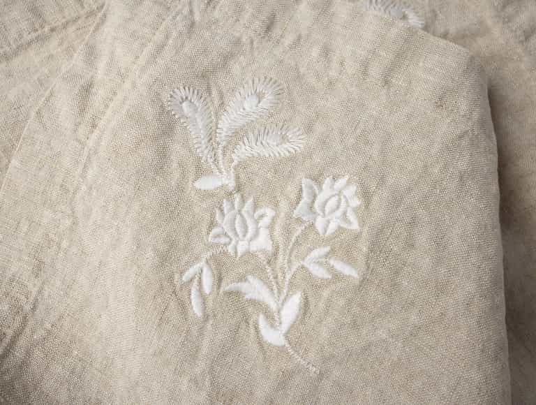 Verbena Embroidered Organic Linen Napkins, Set of 4