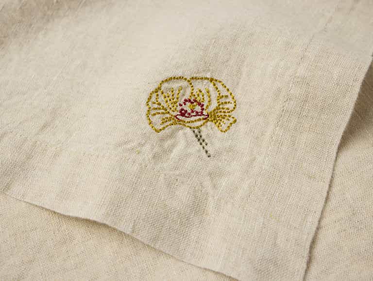 Embroidered Organic Linen Napkins