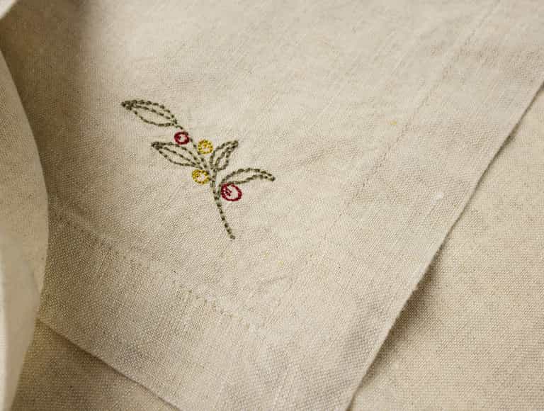 Embroidered Organic Linen Napkins
