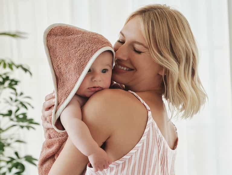 Cloud Loom&trade; Organic Baby Hooded Towel and Bath Mitt Set