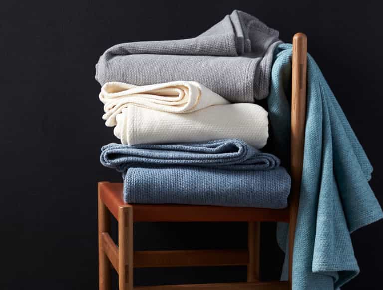 Sequoia Washable Organic Cotton & Wool Blanket | Blue