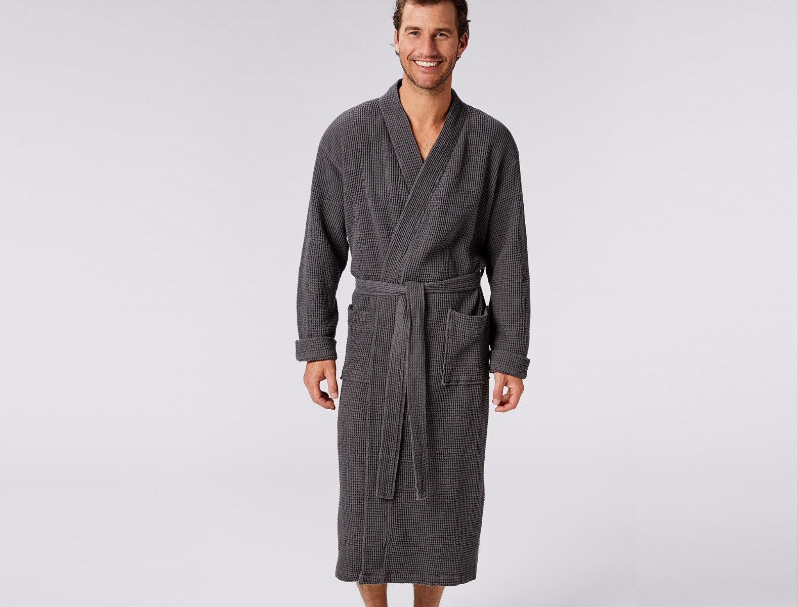Unisex Organic Waffle Robe - Coyuchi | Shadow