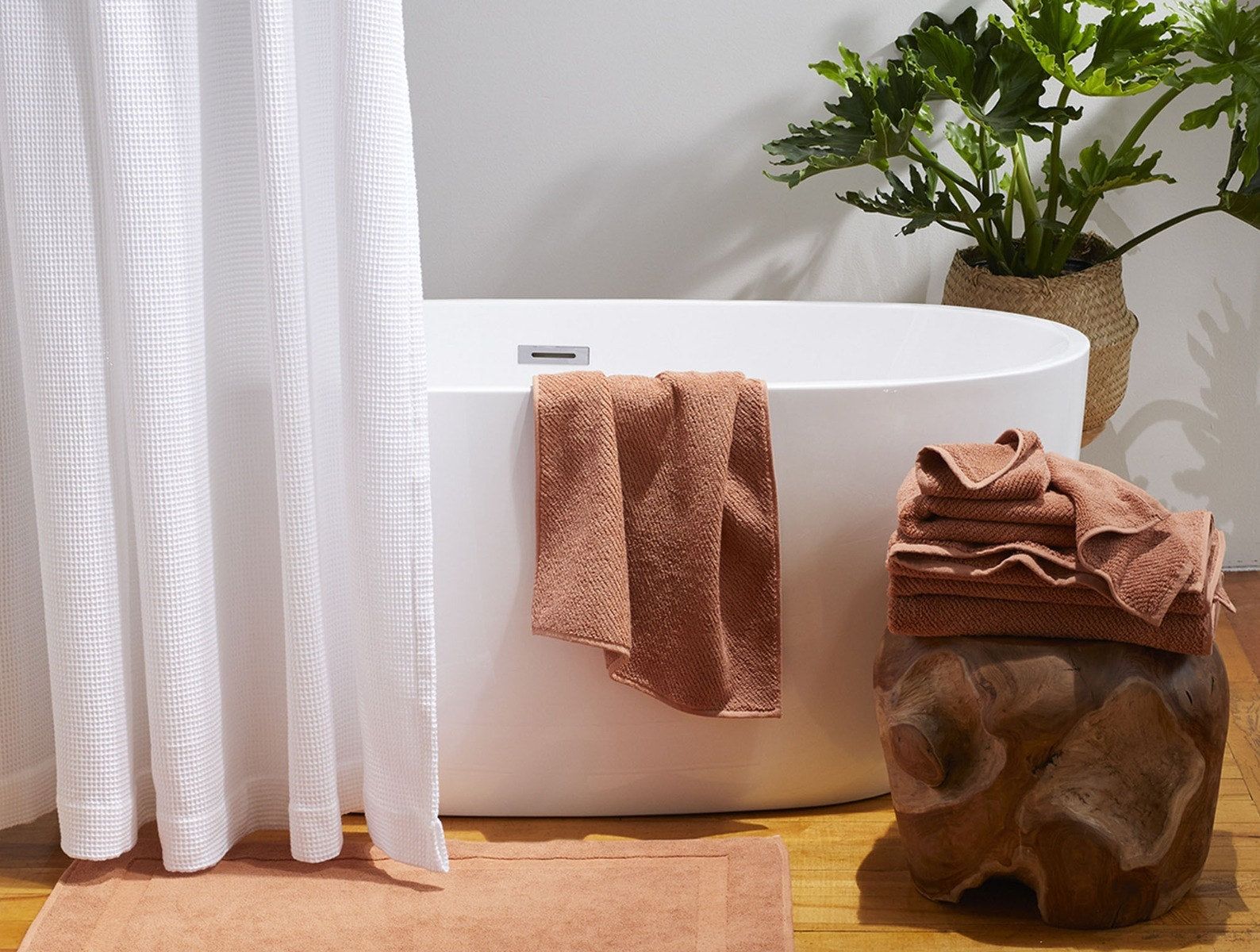 Organic Waffle Shower Curtain | Alpine White