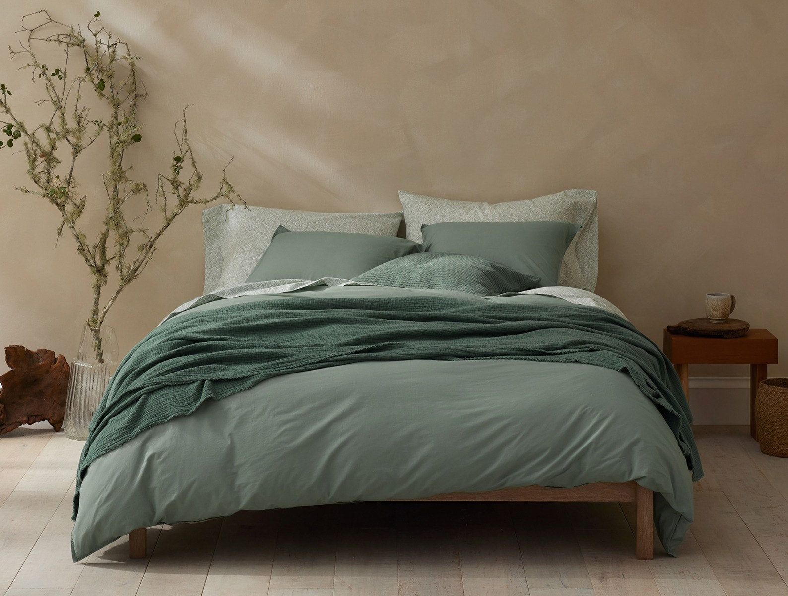 Organic Crinkled Percale™️ Duvet Cover | Sage