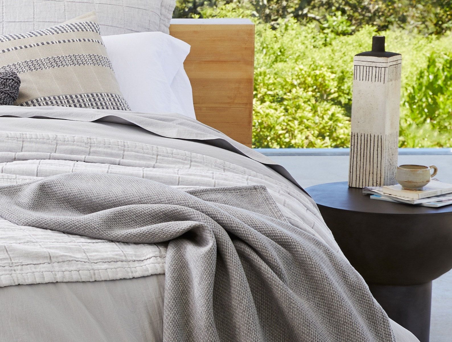 Sequoia Washable Organic Cotton & Wool Blanket | Gray