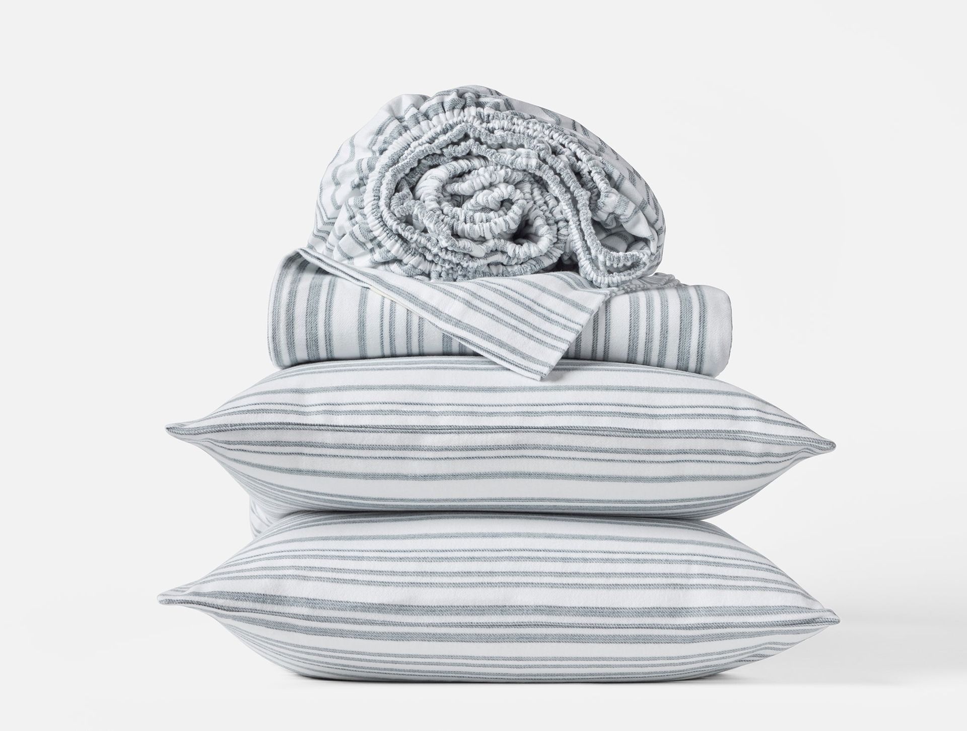 Cloud Brushed™ Organic Flannel Sheets | Gulf Tonal Stripe