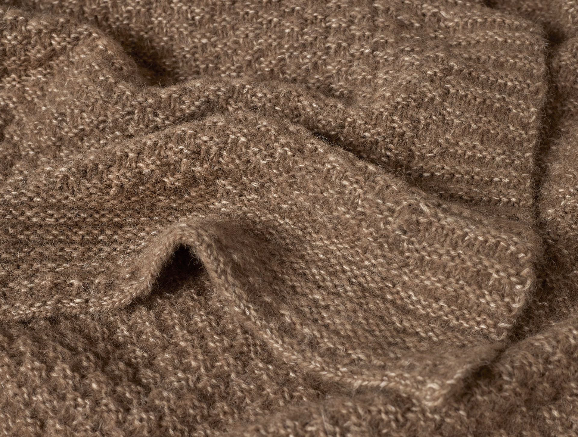 Cordillera Alpaca Cotton Knit Throw | Camel Heather