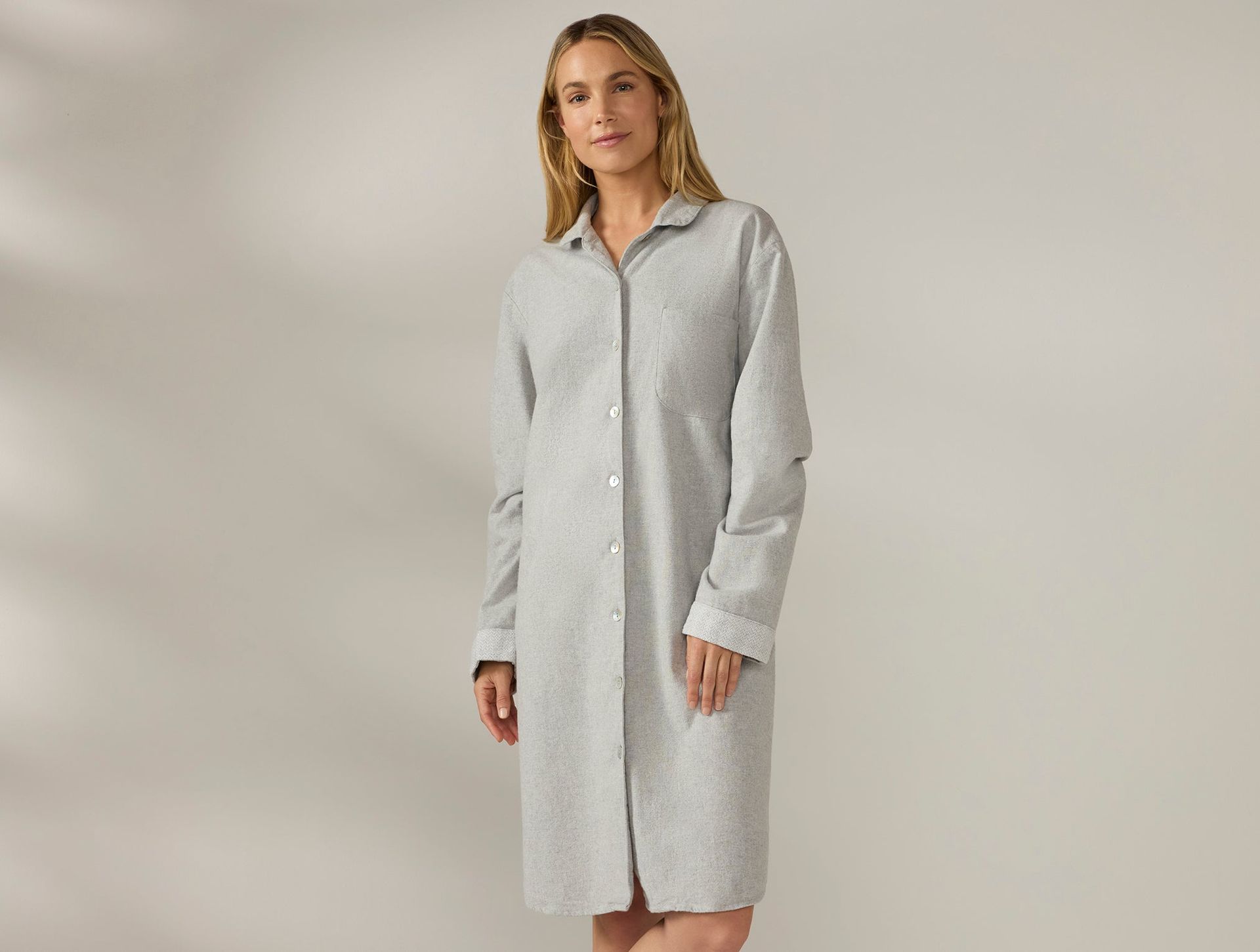 Women's Cloud Brushed Organic Flannel Nightshirt | Gray Heather
