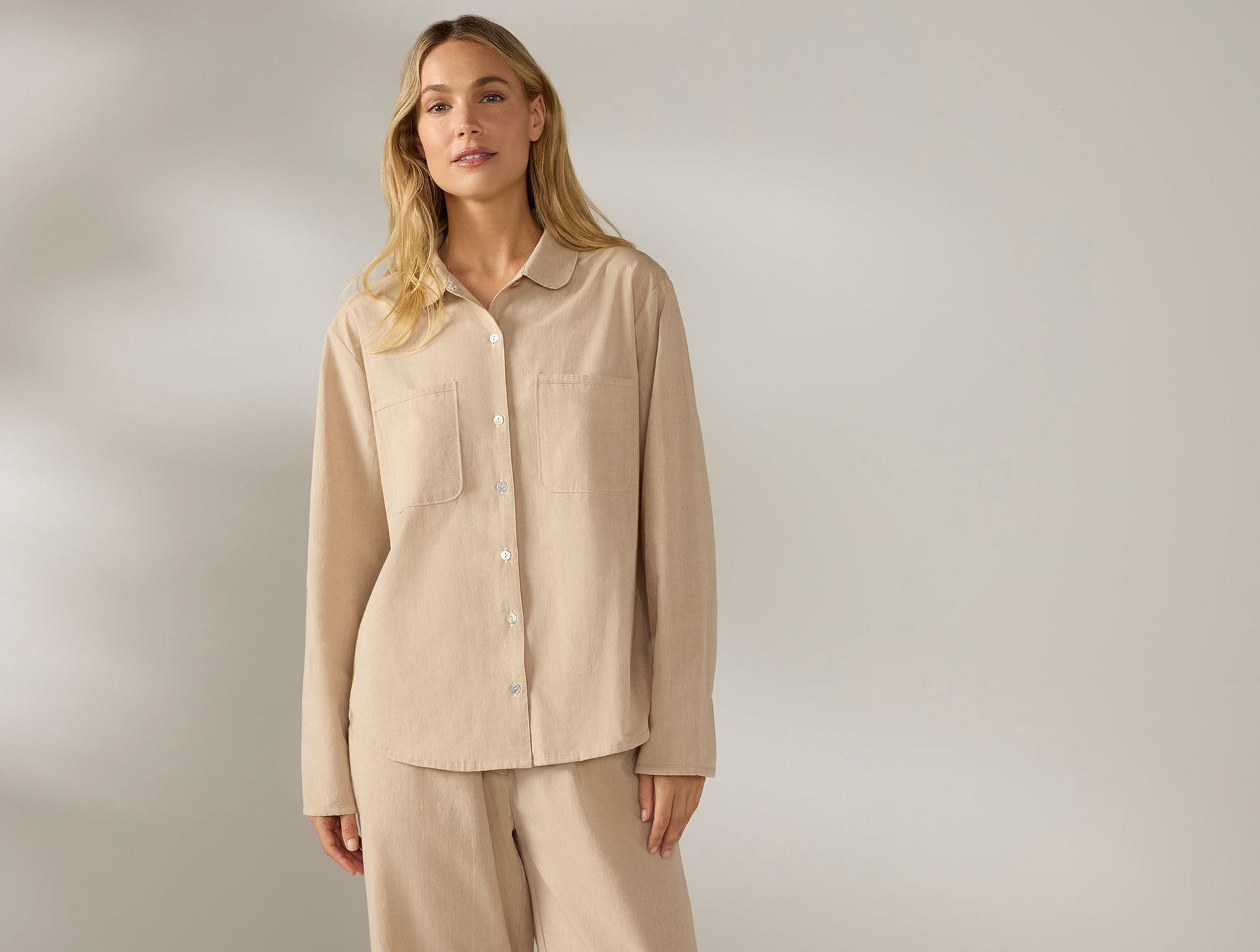 Women's Isla Organic Cotton Long Sleeve Pajama Set | Hazel Chambray