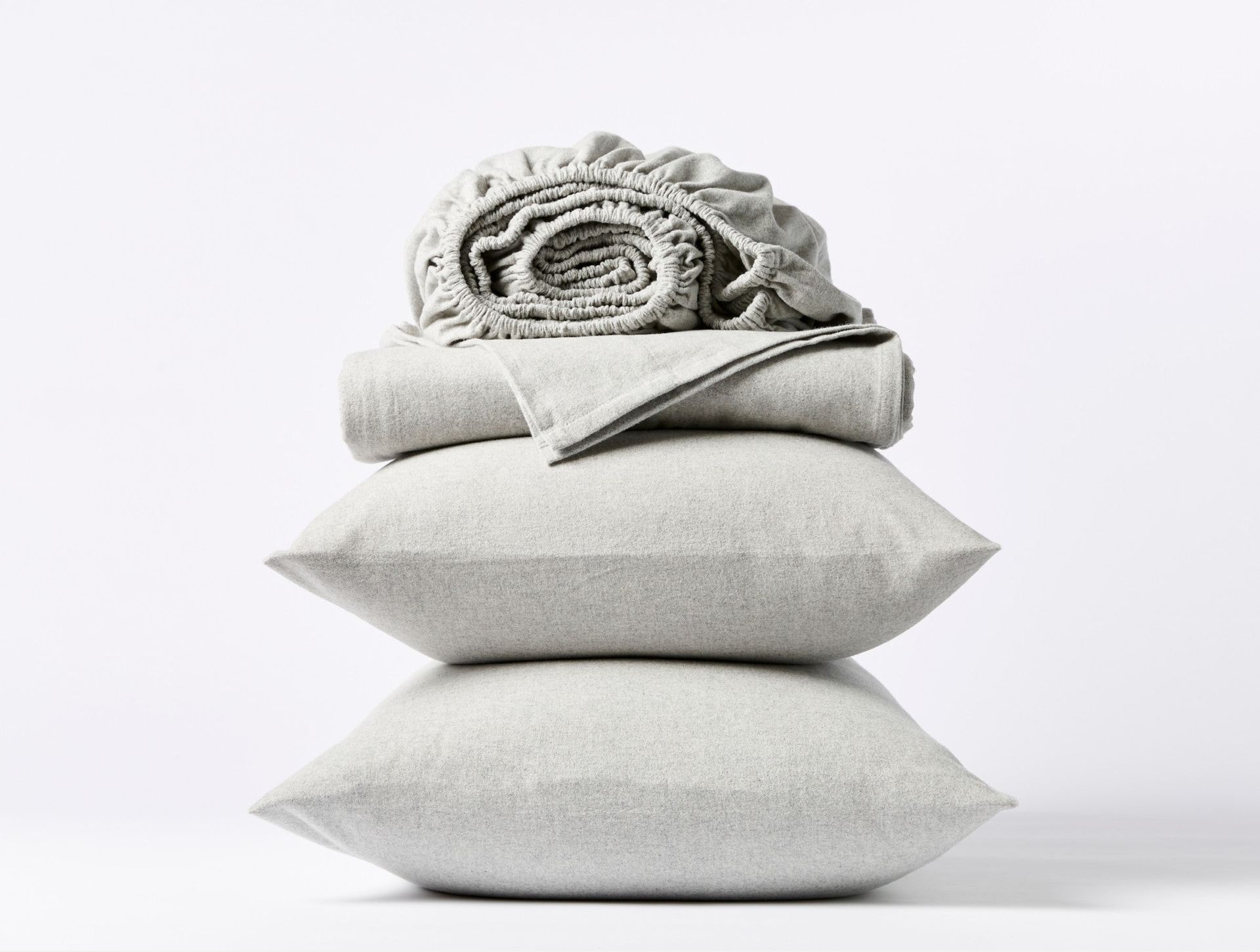 Cloud Brushed™ Organic Flannel Sheet Sets | Pale Gray Heather