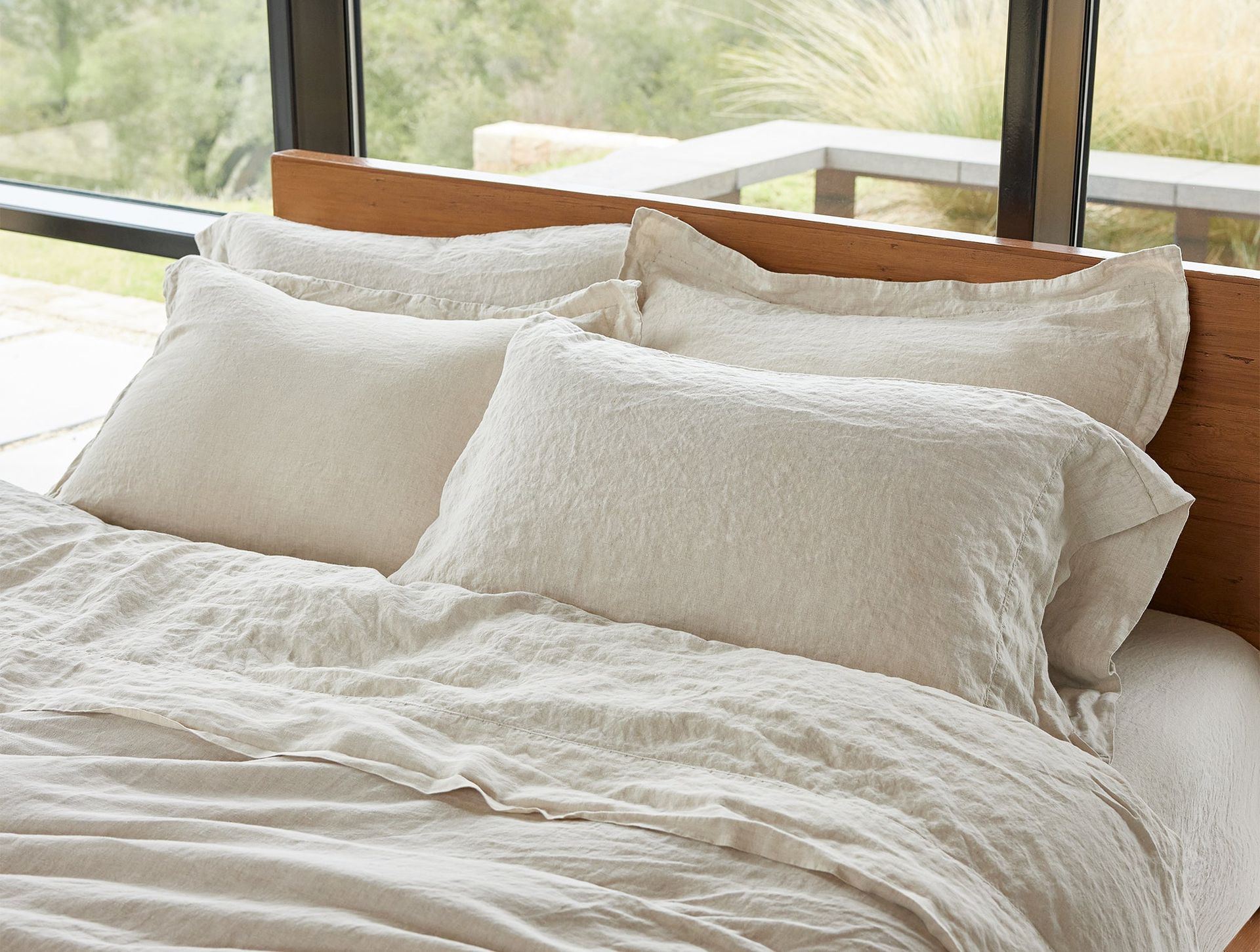 Organic Relaxed Linen Pillowcases | Natural Chambray