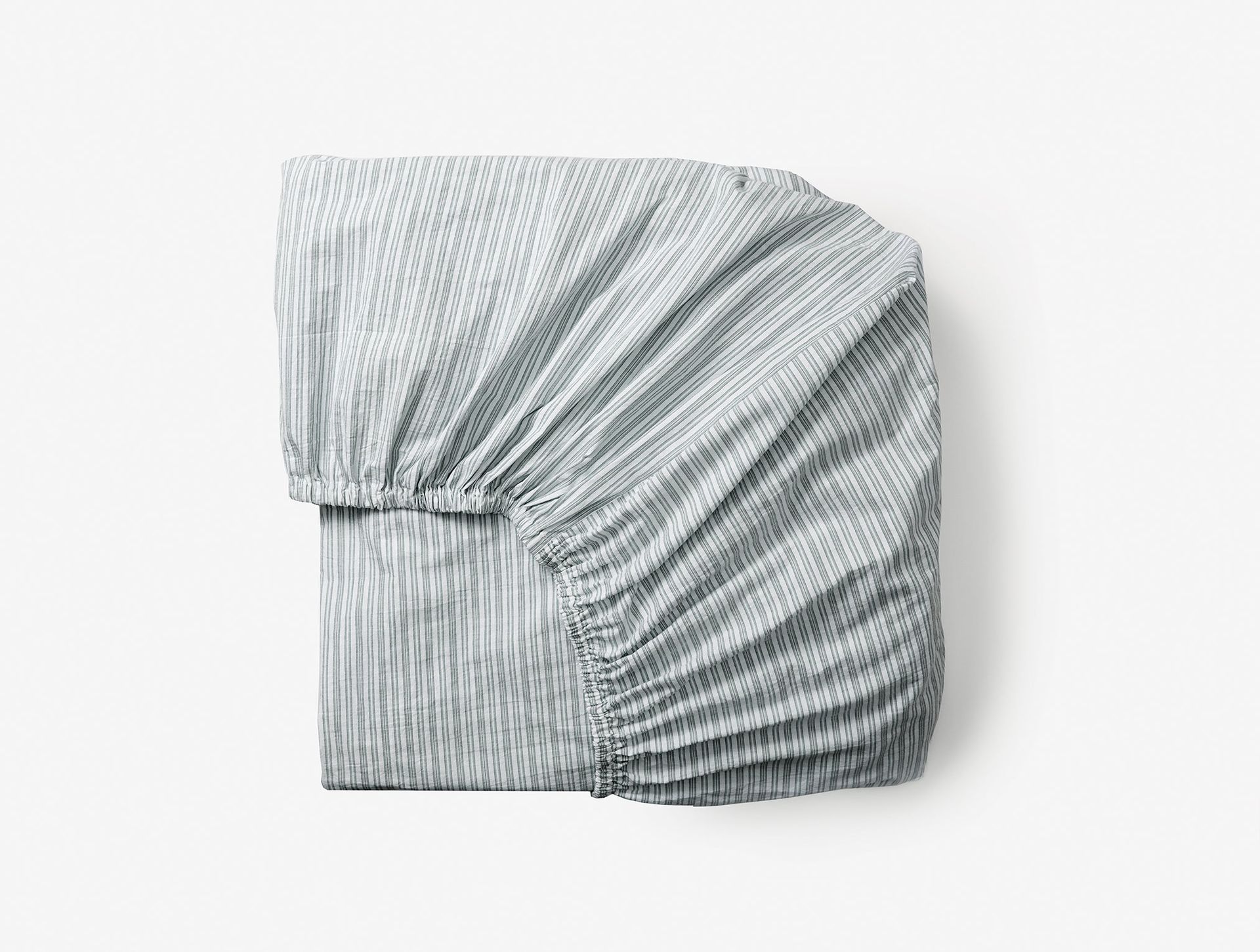 Organic Crinkled Percale™ Fitted Sheets | Sage w/Gulf