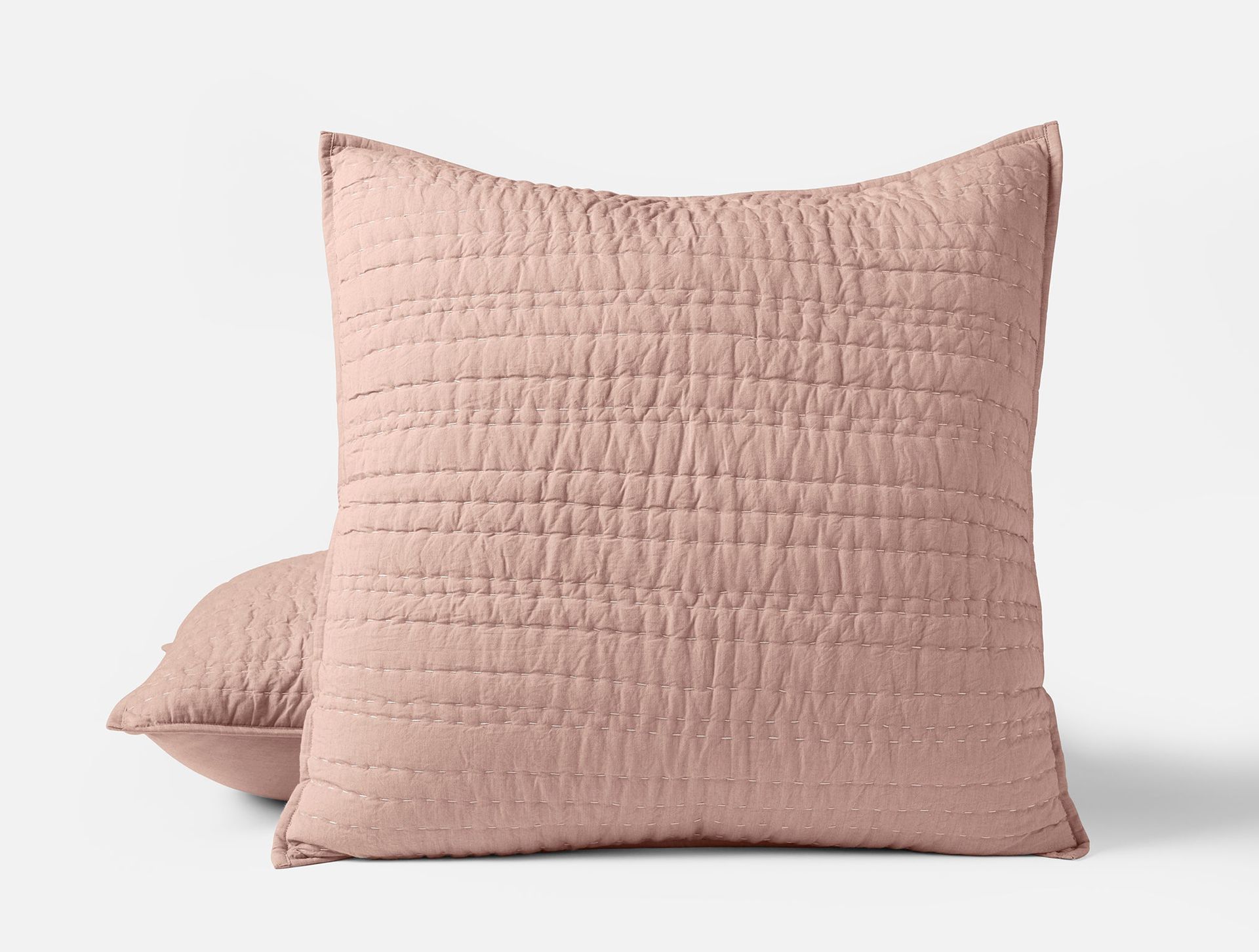 Channel Handstitched Organic Sham - Coyuchi | Praline Chambray