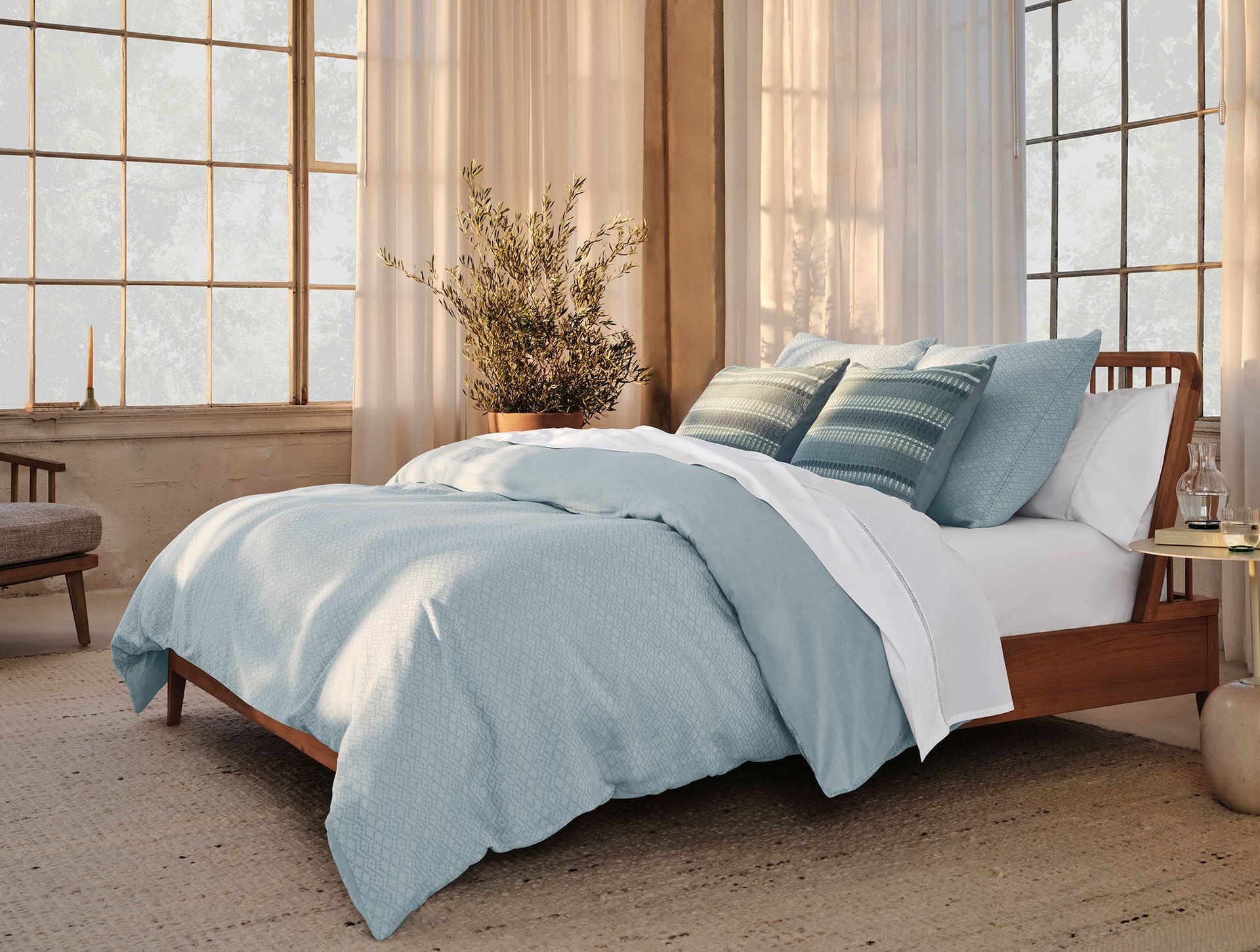 Lattice Organic Percale Sheet Set - Coyuchi | Alpine White