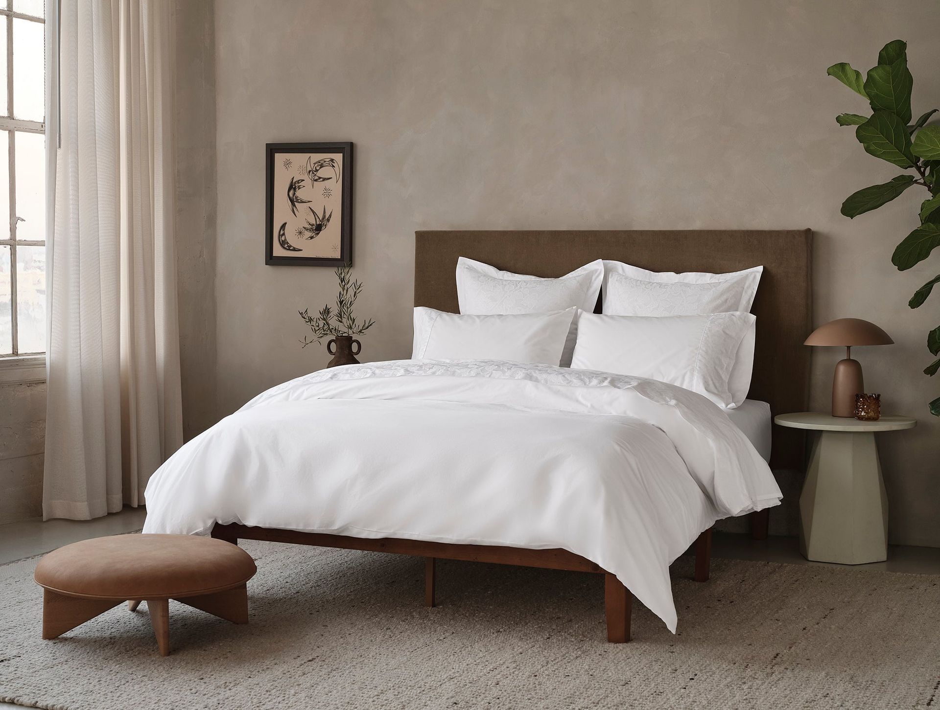 Heritage Organic Jacquard Border Pillowcases - Coyuchi | Alpine White