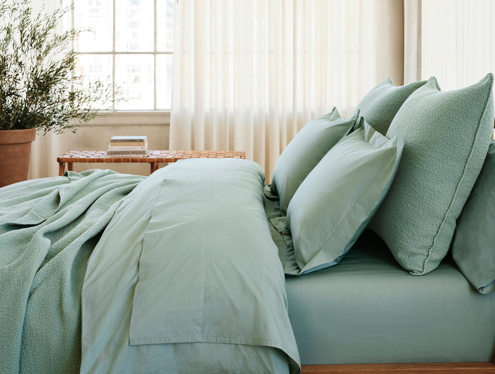 Refined Organic Percale Sheet Set - Coyuchi | Seafoam