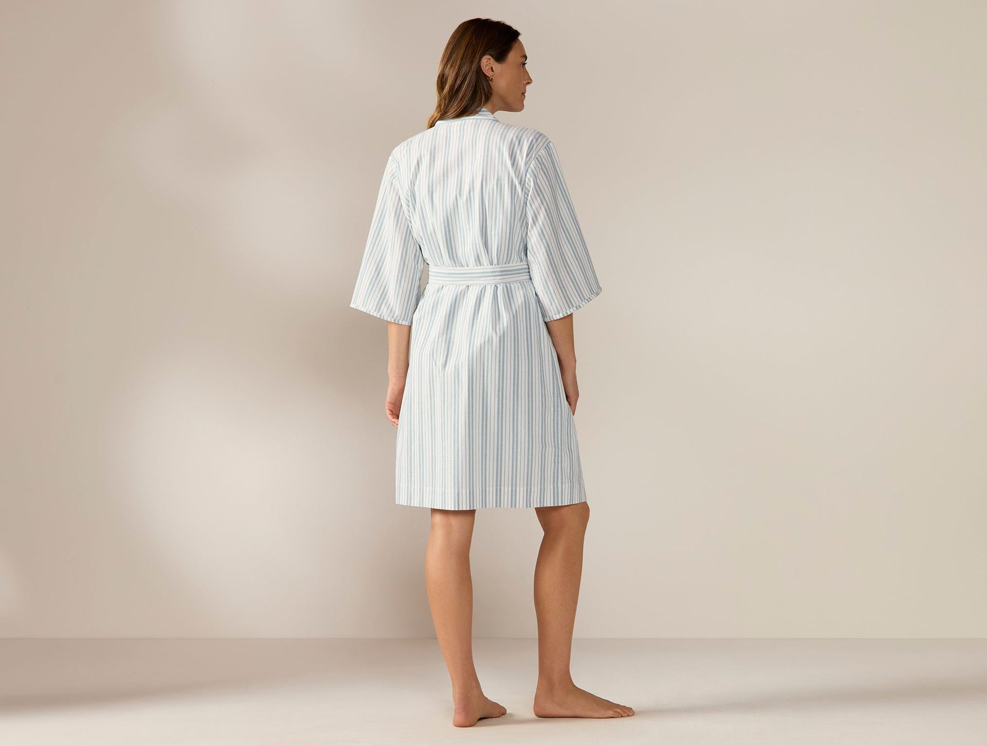 Women's Isla Organic Cotton Robe - Coyuchi | Pacific Blue Stripe