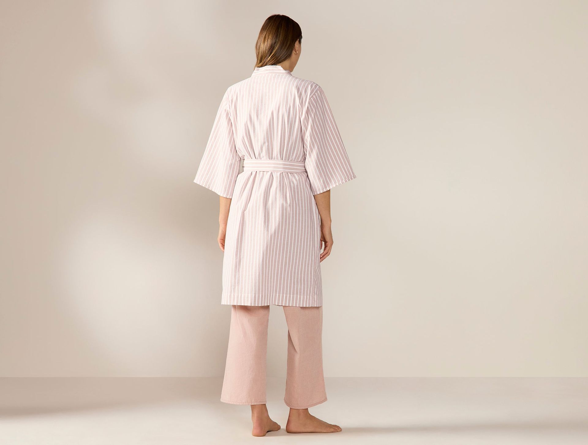 Women's Isla Organic Cotton Robe - Coyuchi | Praline Stripe