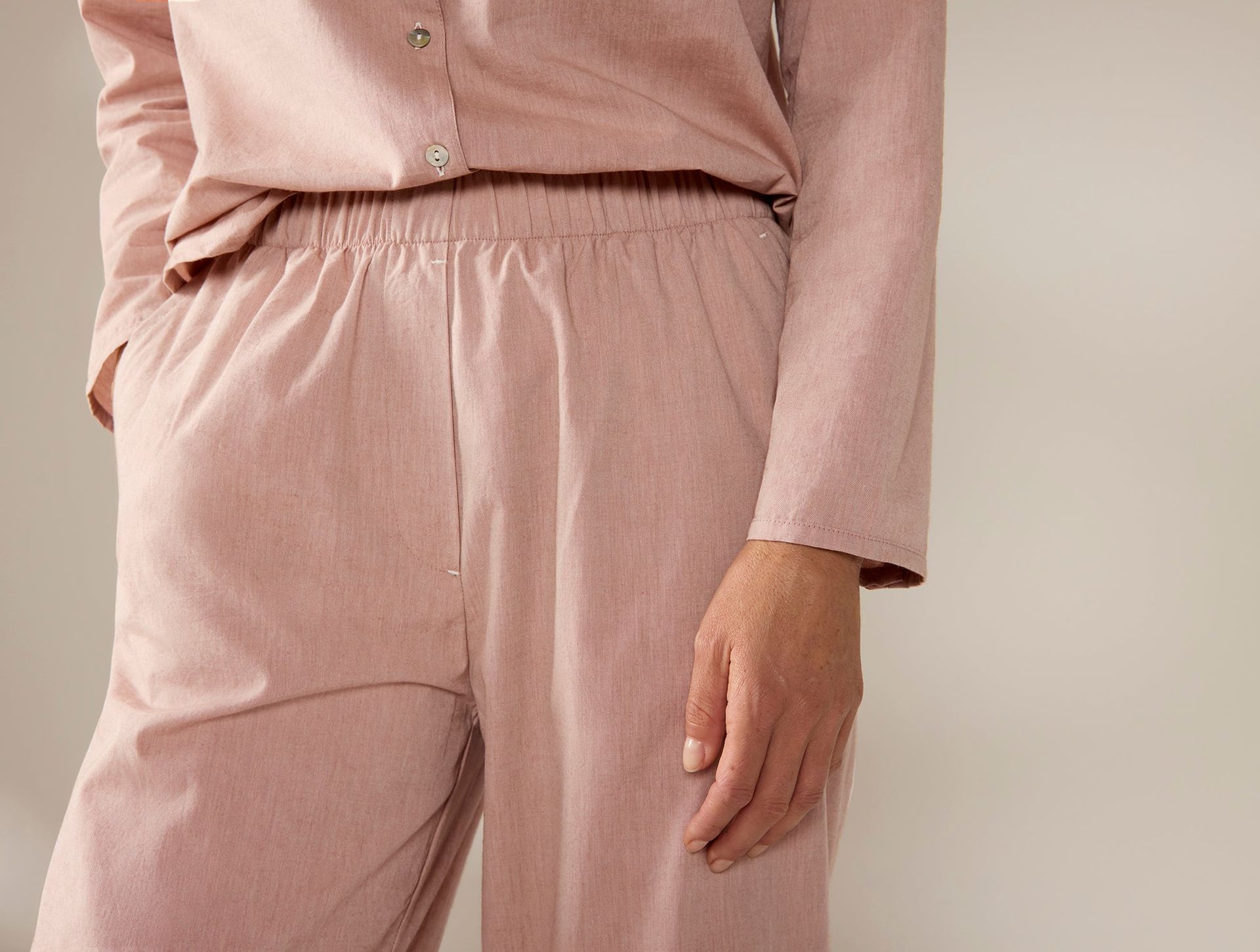 Women's Isla Organic Cotton Long Sleeve Pajama Set - Coyuchi | Praline Chambray