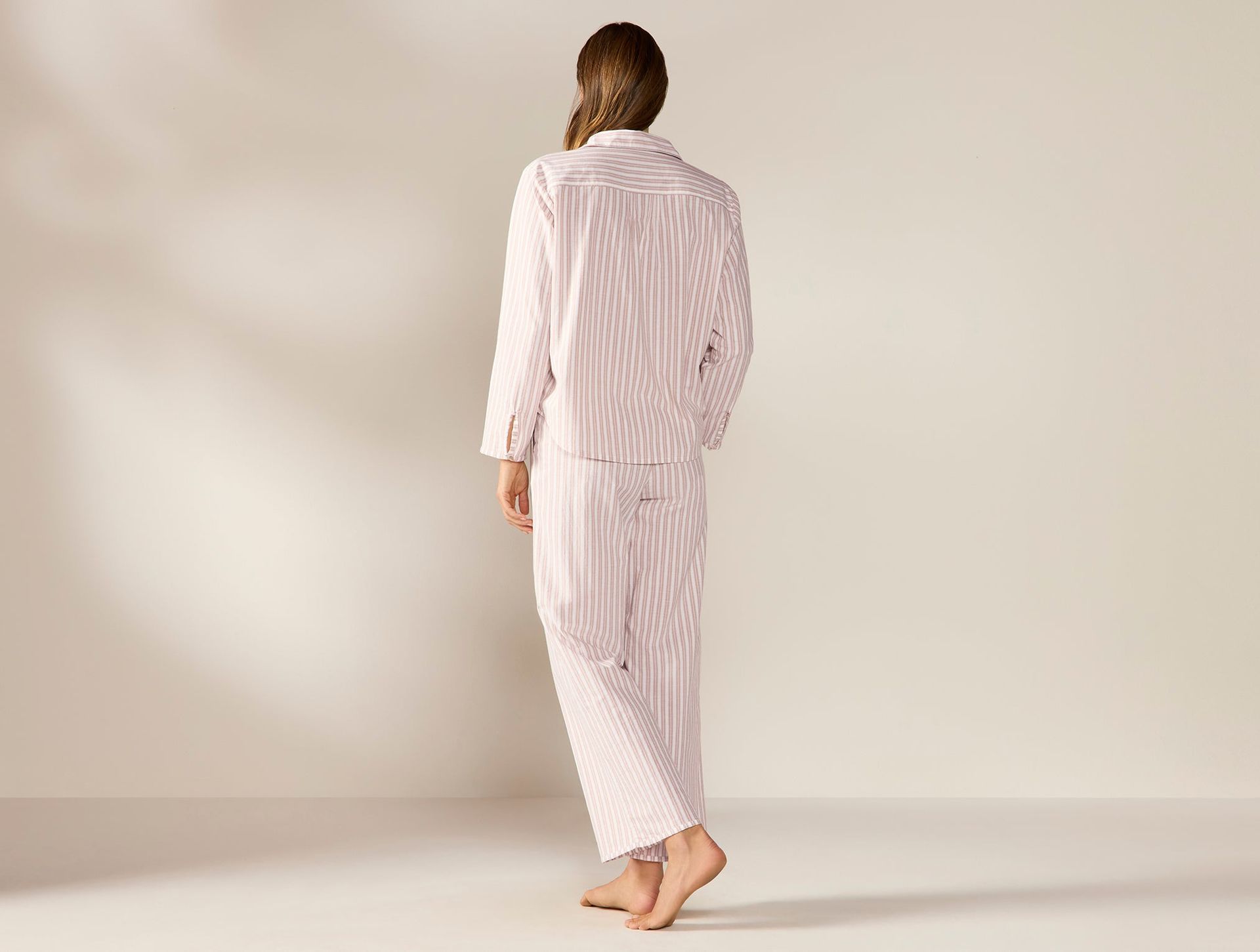 Women's Isla Organic Cotton Long Sleeve Pajama Set - Coyuchi | Praline Stripe