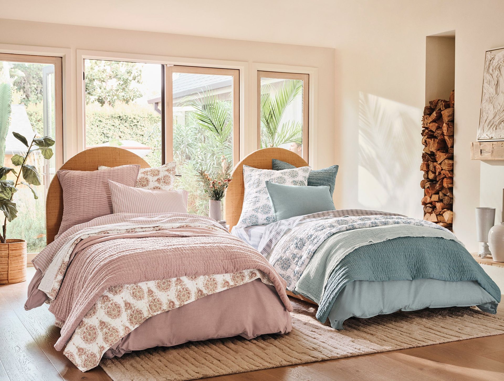 Organic Crinkled Percale™ Duvet Cover - Coyuchi | Praline Chambray