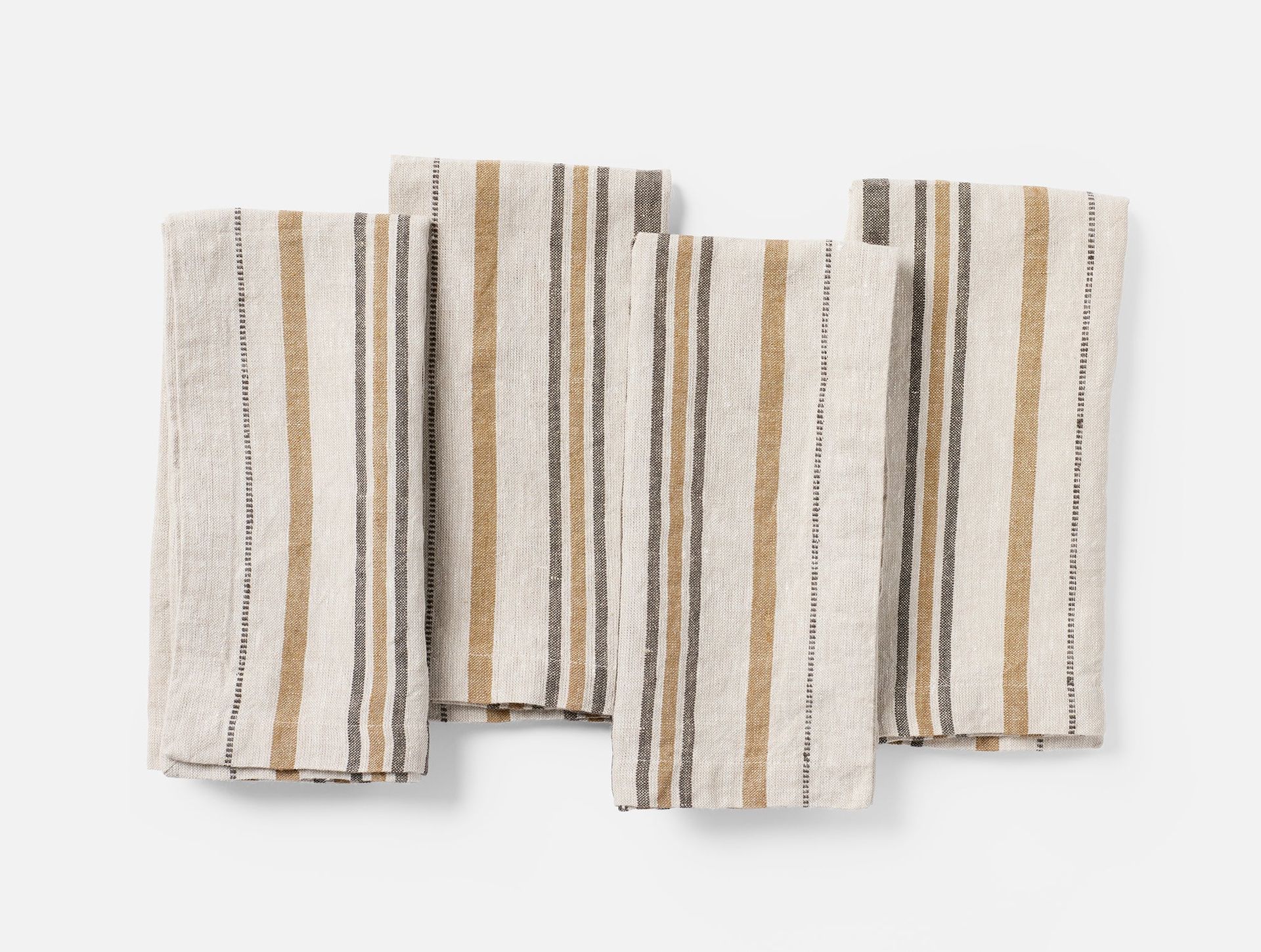 Mojave Organic Linen Napkins, Set of 4 - Coyuchi | Khaki/Espresso Stripe