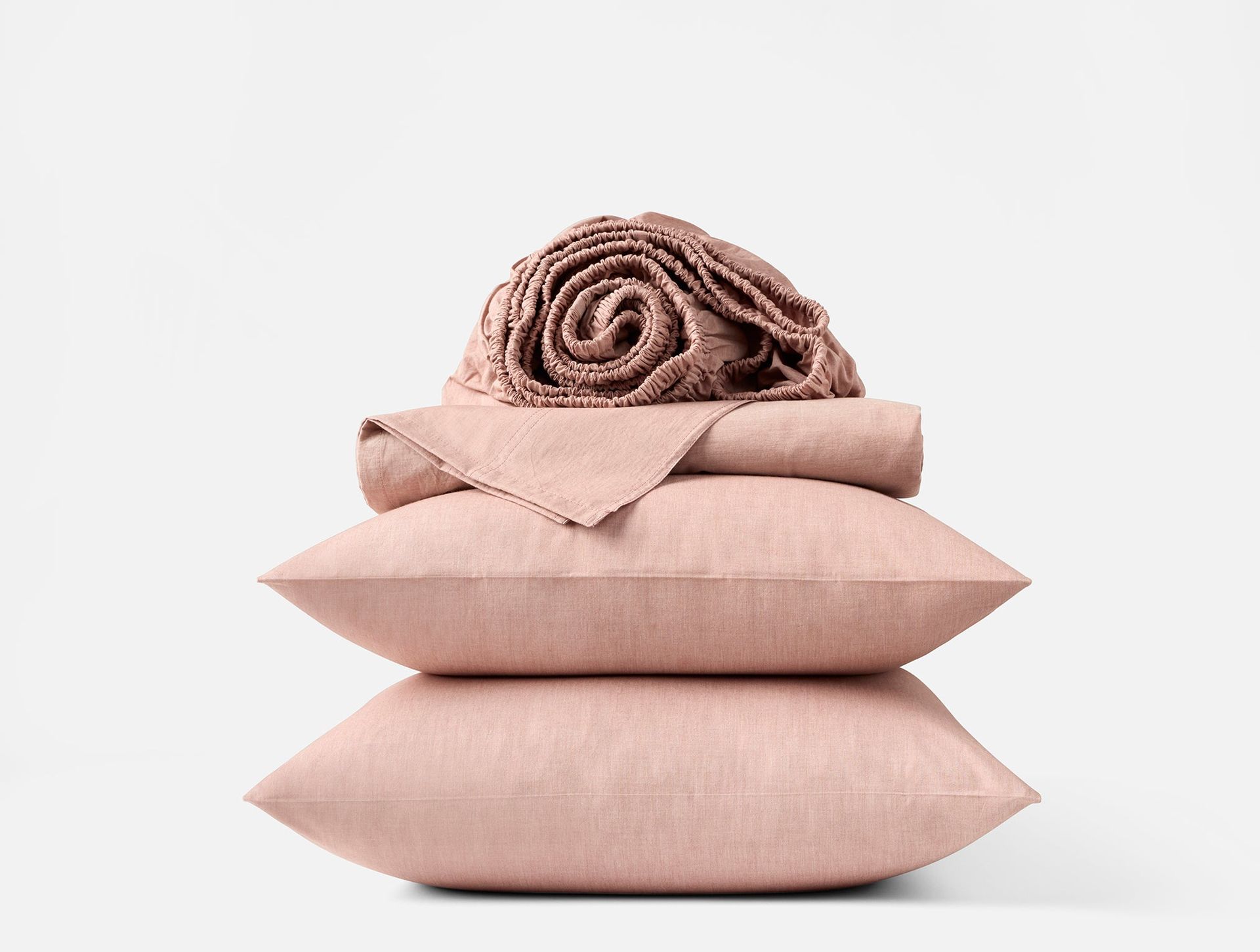 Organic Crinkled Percale™ Sheet Set - Coyuchi | Praline Chambray