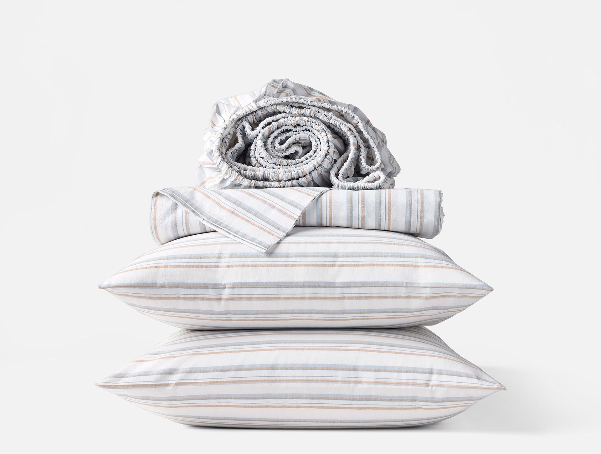 Organic Crinkled Percale™ Sheet Set - Coyuchi | Surf Stripe