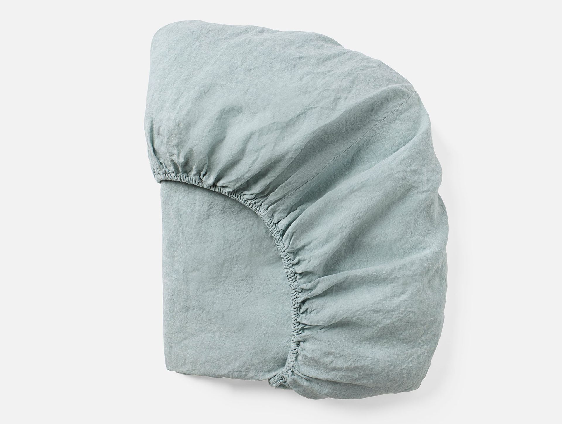 Organic Relaxed Linen Fitted Sheet - Coyuchi | Pacific Blue Chambray