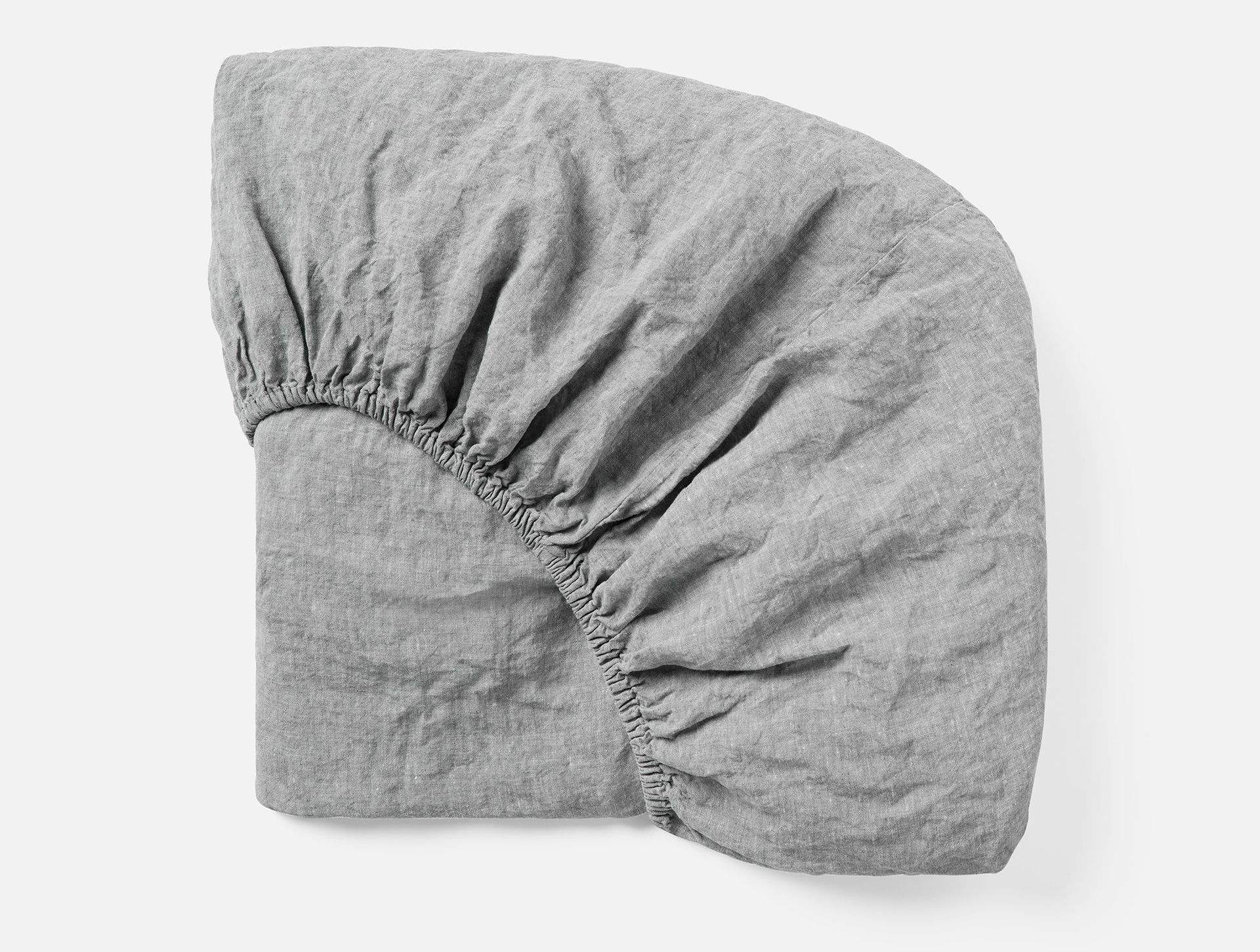 Organic Relaxed Linen Fitted Sheet - Coyuchi | Slate Chambray
