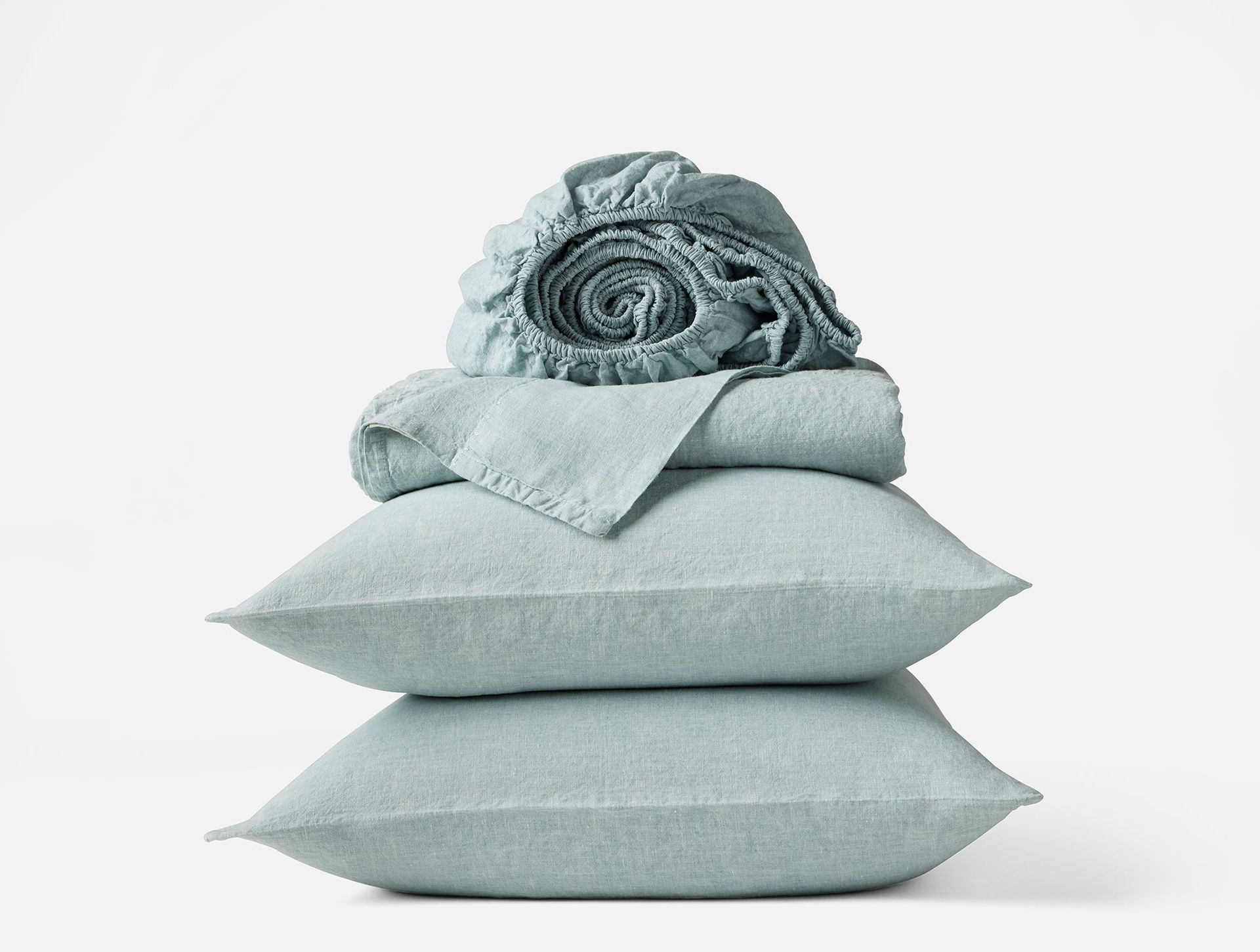 Organic Relaxed Linen Sheet Set - Coyuchi | Pacific Blue Chambray