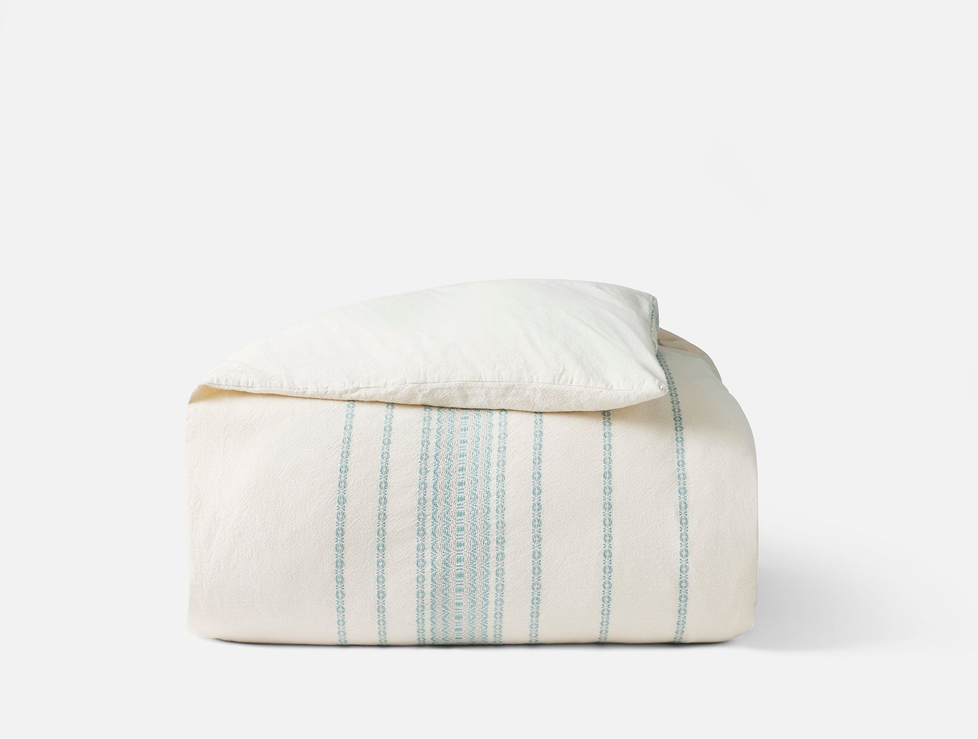 Rippled Stripe Organic Duvet Cover - Coyuchi | Undyed w/Surf